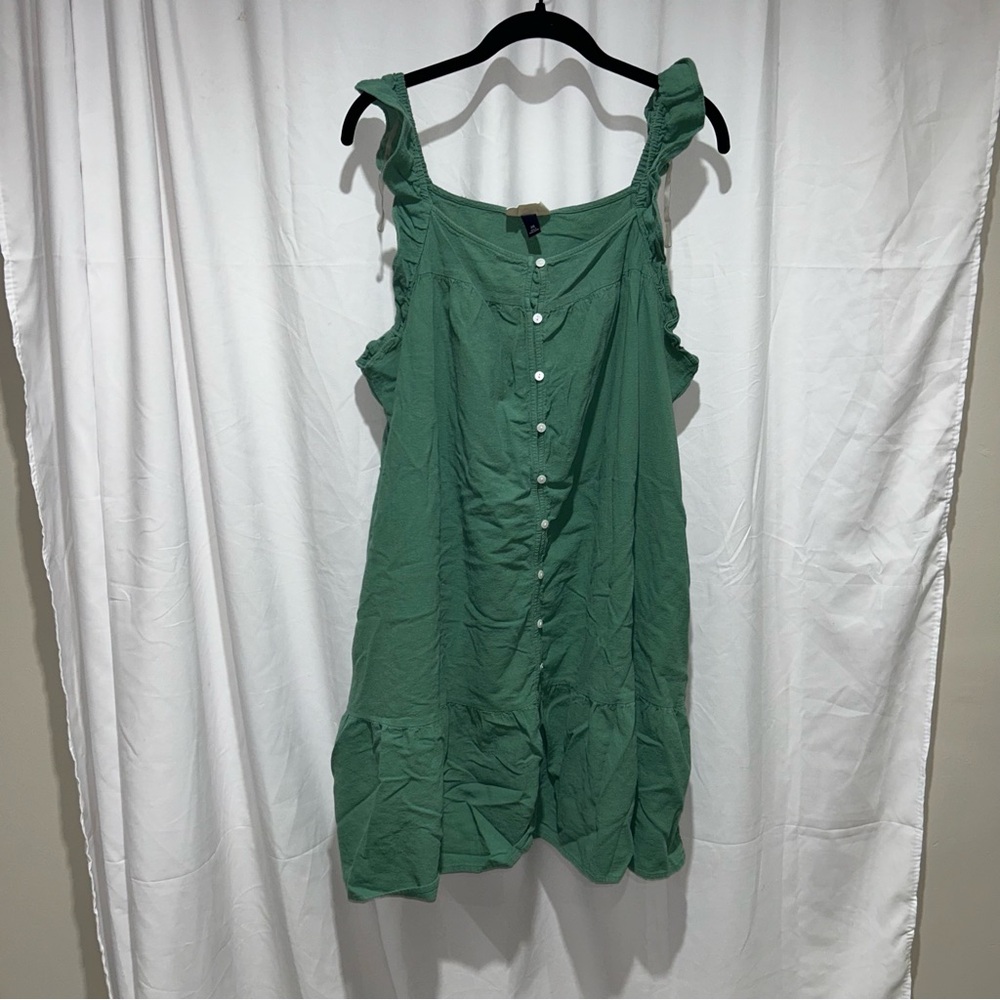 Universal Thread Dress Mini Green Button-Front Ru… - image 1
